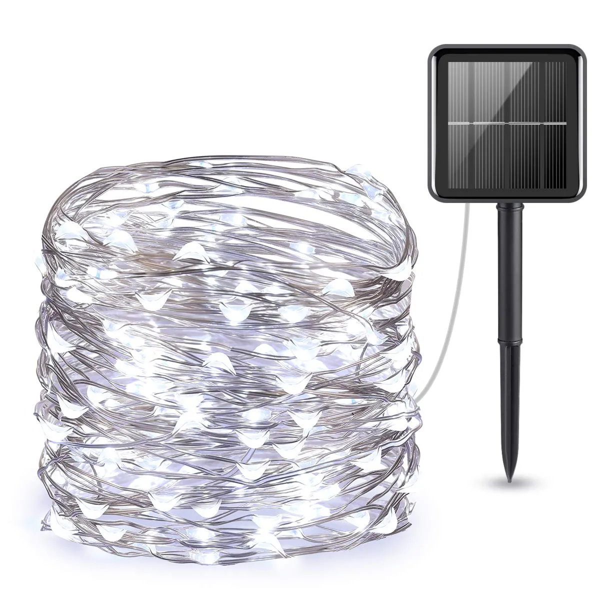 100 Bright White LED Solar Micro String Lights