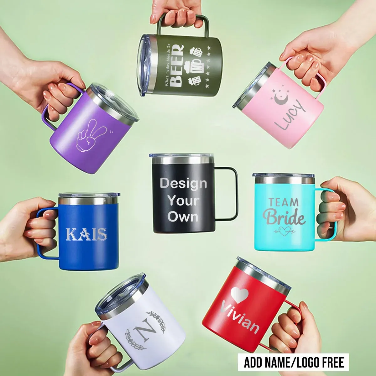 12 oz Stainless Steel Camper Mug Customized Stainless Steel Mug Cup Gift Ideal for Woman Men Friends Mom Dad Personalized Gift