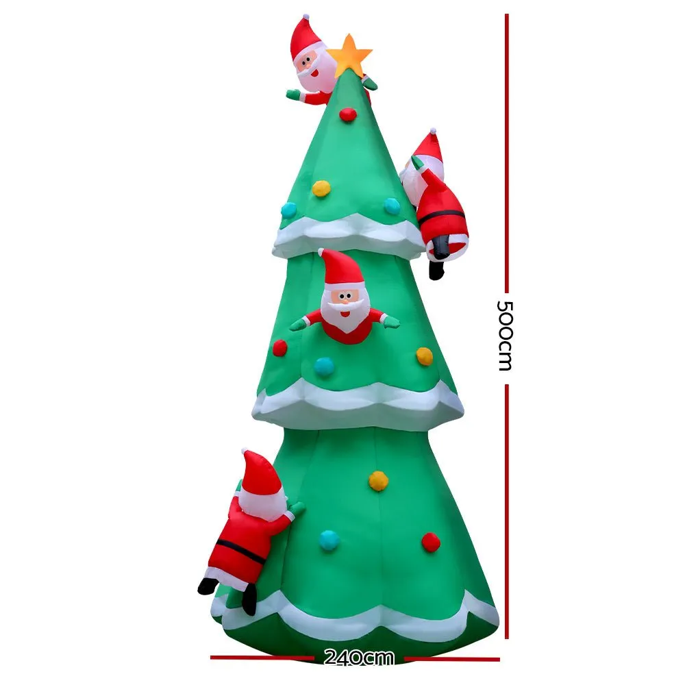 5M Christmas Inflatable Santa on Christmas Tree Xmas Decor LED