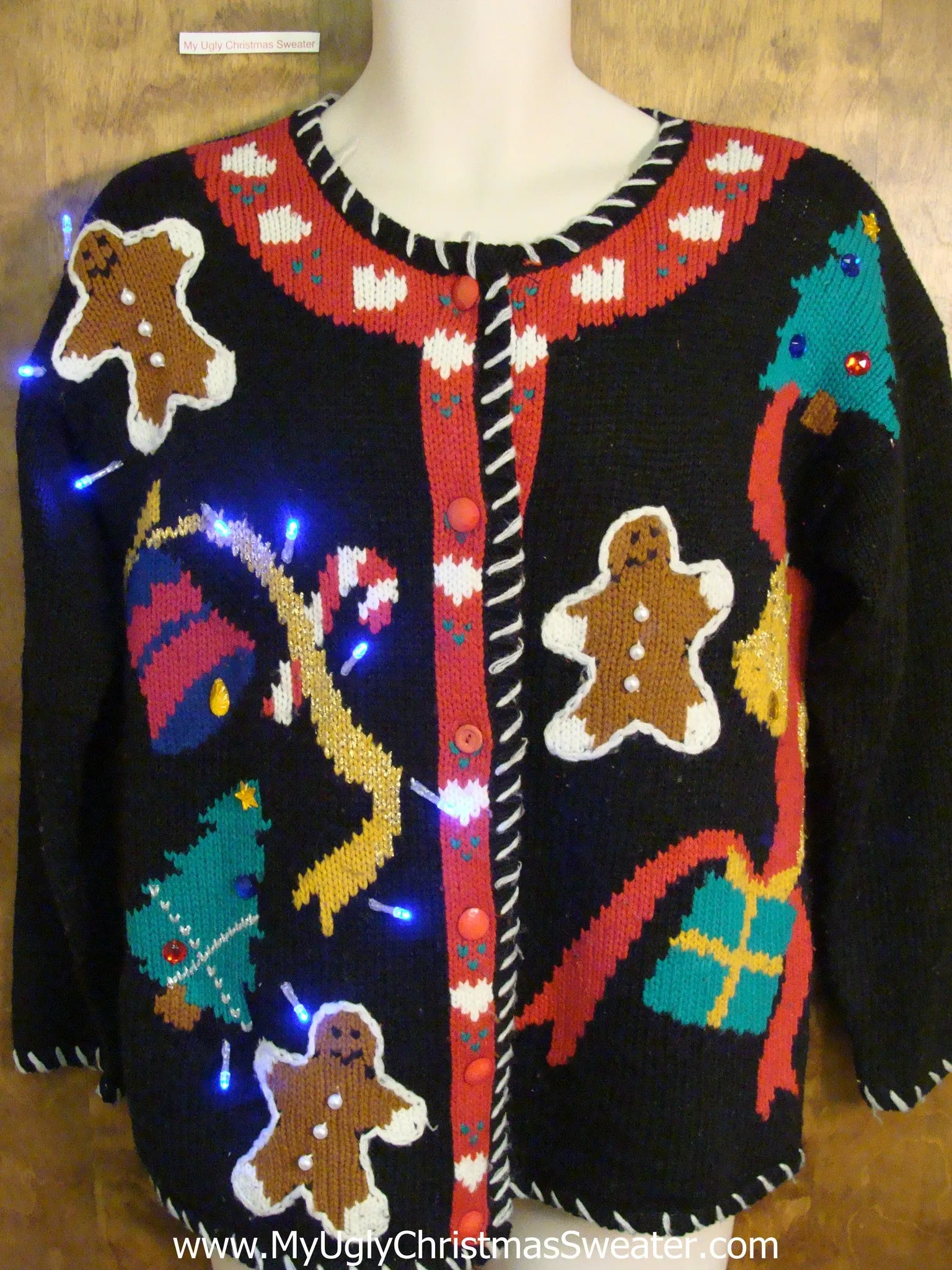 Best 80s Gingerbread Themed Light Up Ugly Xmas Sweater