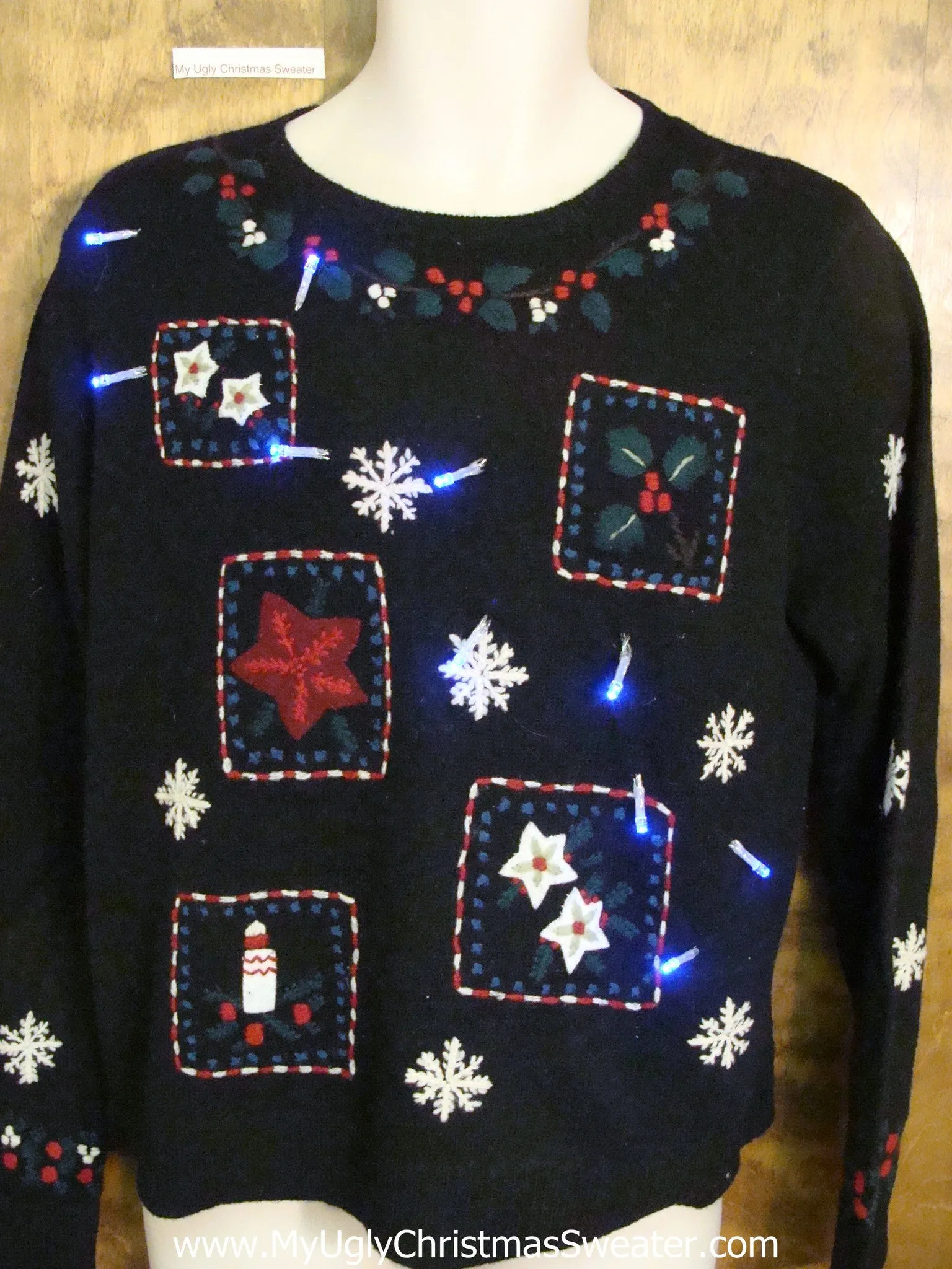 Black Crafty Light Up Ugly Xmas Sweater