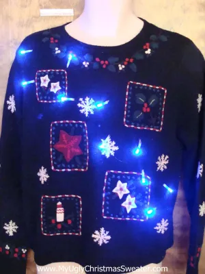 Black Crafty Light Up Ugly Xmas Sweater