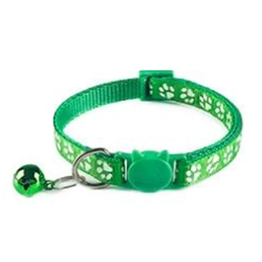 Cat Collar Paw Print Green 1cm x 19-32cm