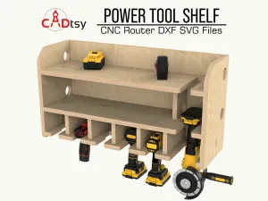 Cordless Power Tool Shelf DXF / SVG - CNC Router Drill Holder & Storage Organizer