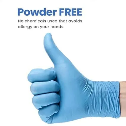 COWOX Surgicals Nitrile Gloves Disposable Powder Free Examination Blue Hand Gloves Food Grade CE & FDA Approved Medium Size-100 Pieces, Non-Sterile