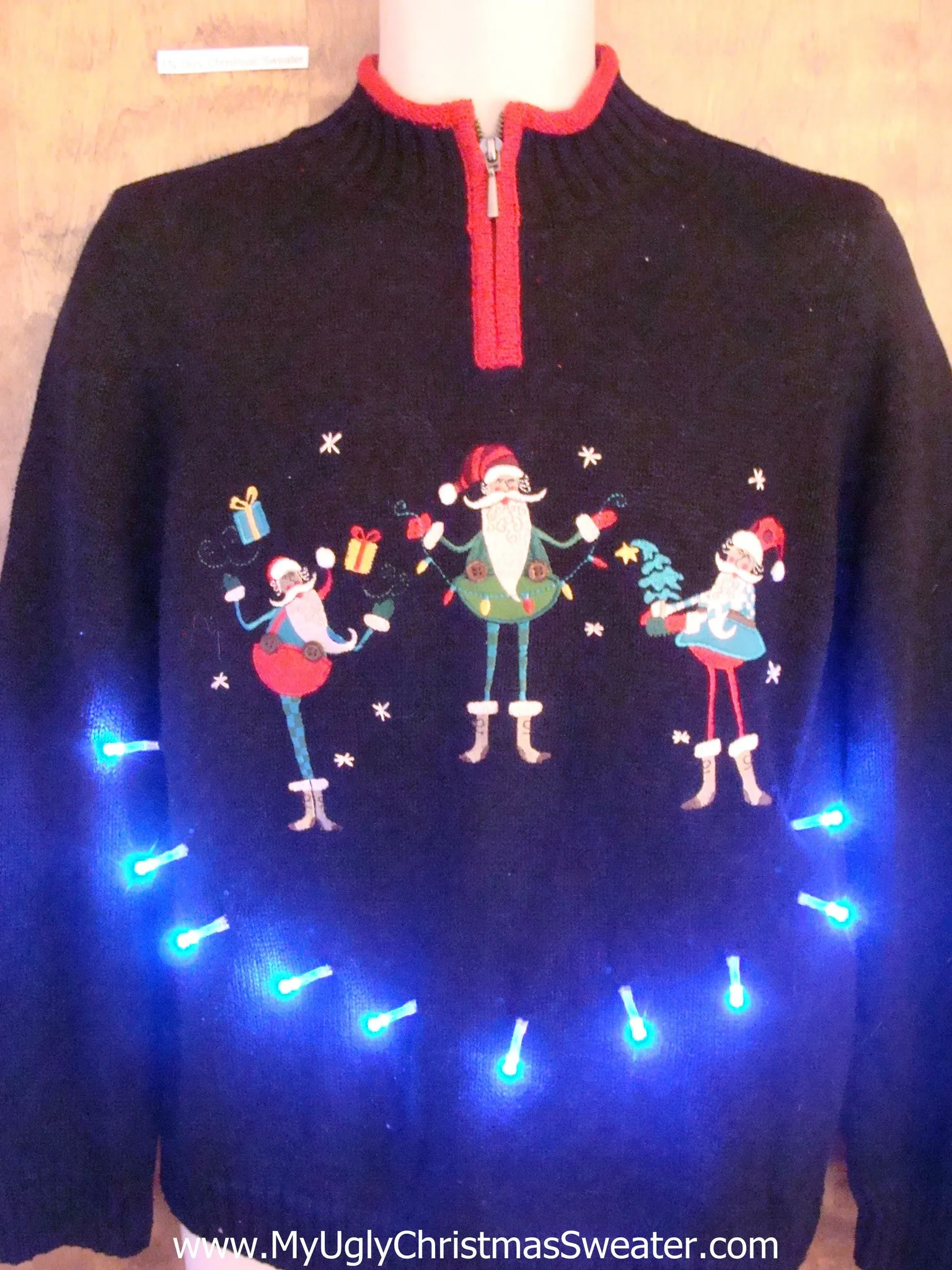 Crazy Elf Trio Light Up Ugly Xmas Sweater