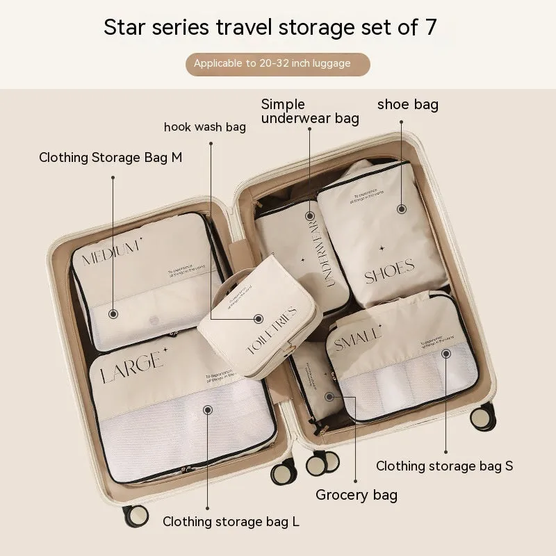 Easy Travel Storage Organizer Bag Set Baggage Luggage Accessories Beige in 5, 7, 8 PCS