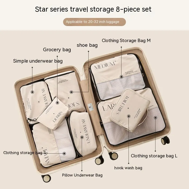 Easy Travel Storage Organizer Bag Set Baggage Luggage Accessories Beige in 5, 7, 8 PCS