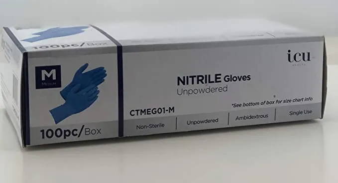 Gen-x Blue Nitrile Glove, Latex Free , Powder Free, Textured, Non-Sterile, 100pc/Box