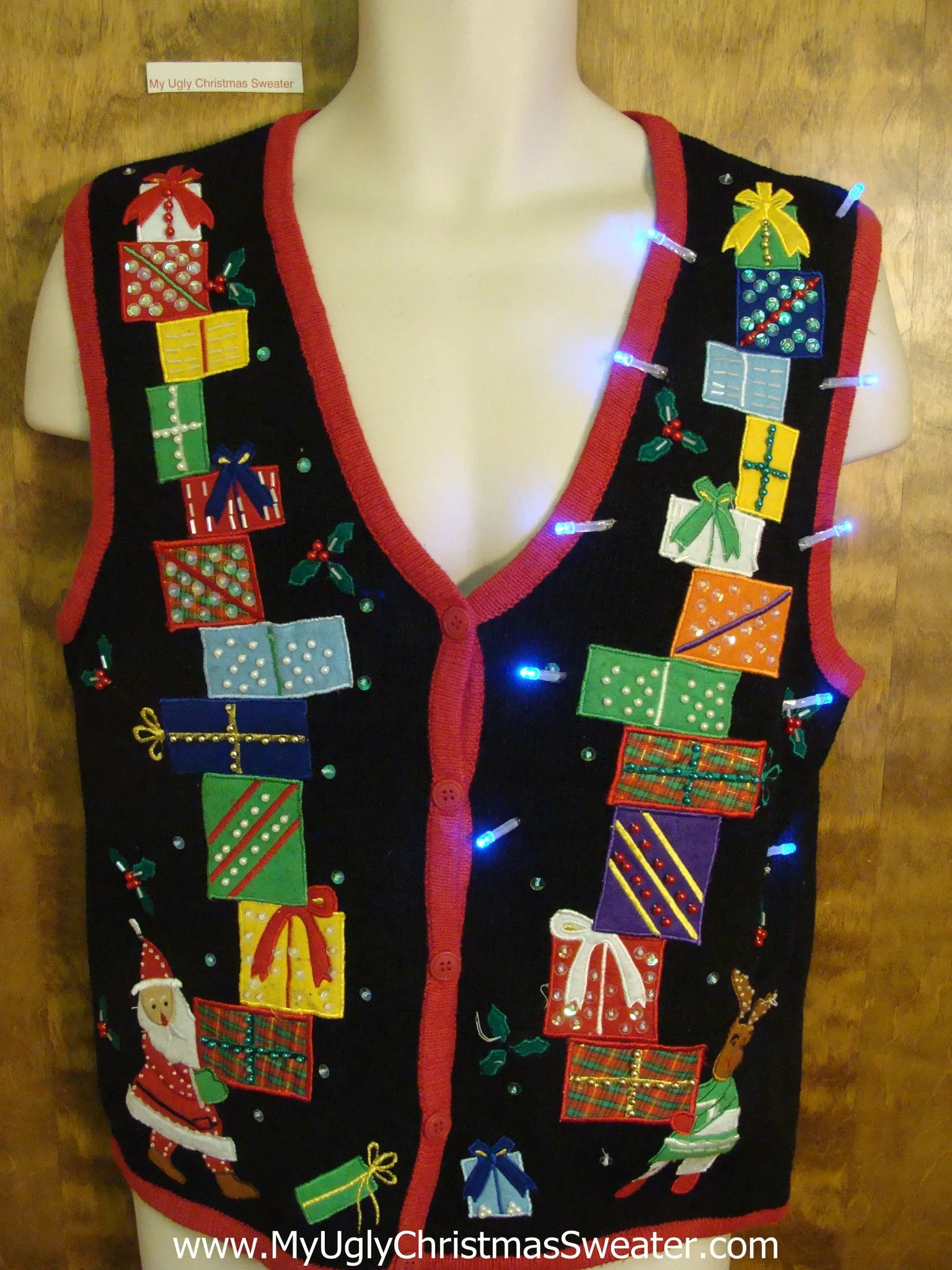 Gift Tricks Cute Christmas Sweater Vest with Lights