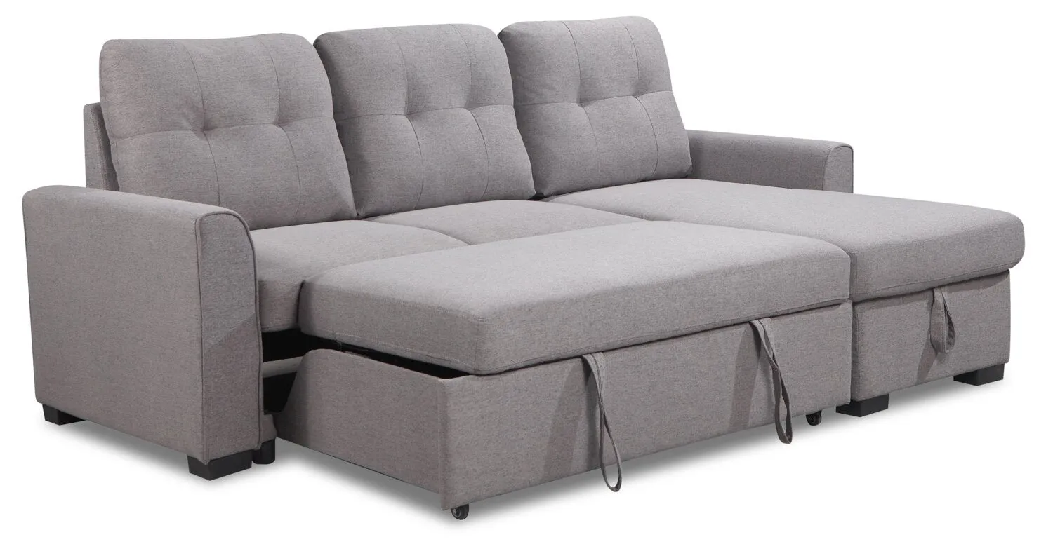 Happes 2-Piece Linen-Look Fabric Right-Facing Sleeper Sectional - Solis Grey