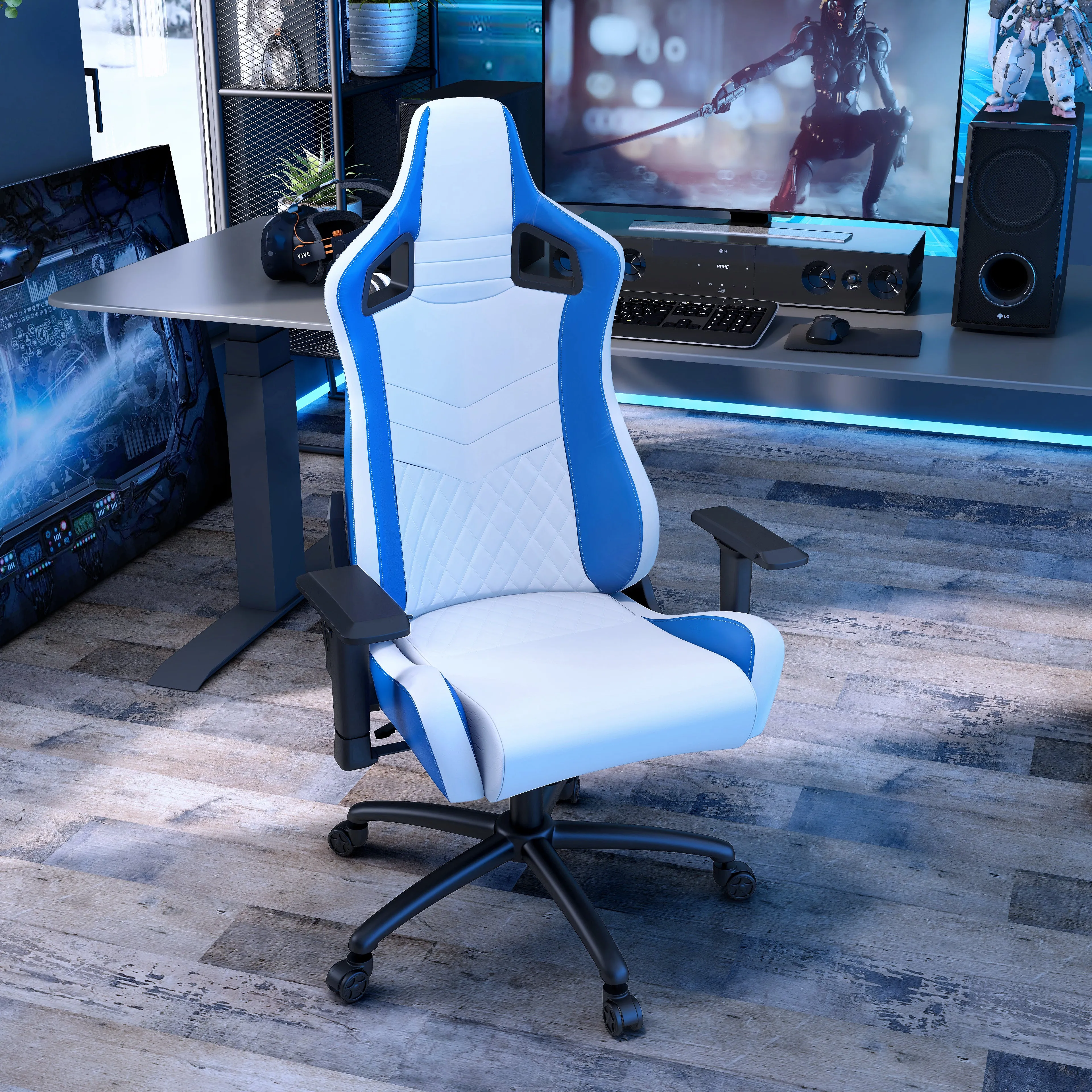 Heisson Modern White Adjustable Height Gaming Chair