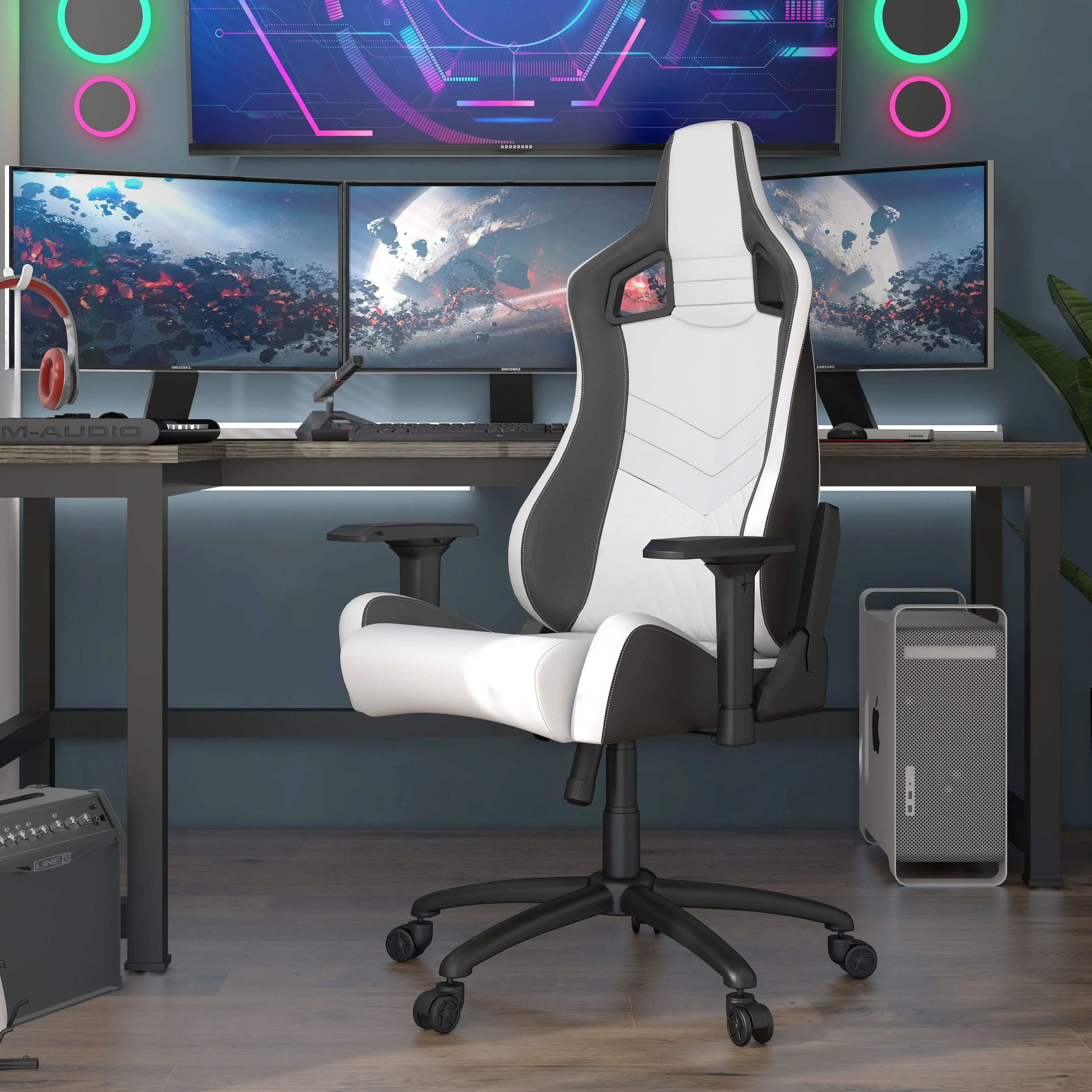 Heisson Modern White Adjustable Height Gaming Chair