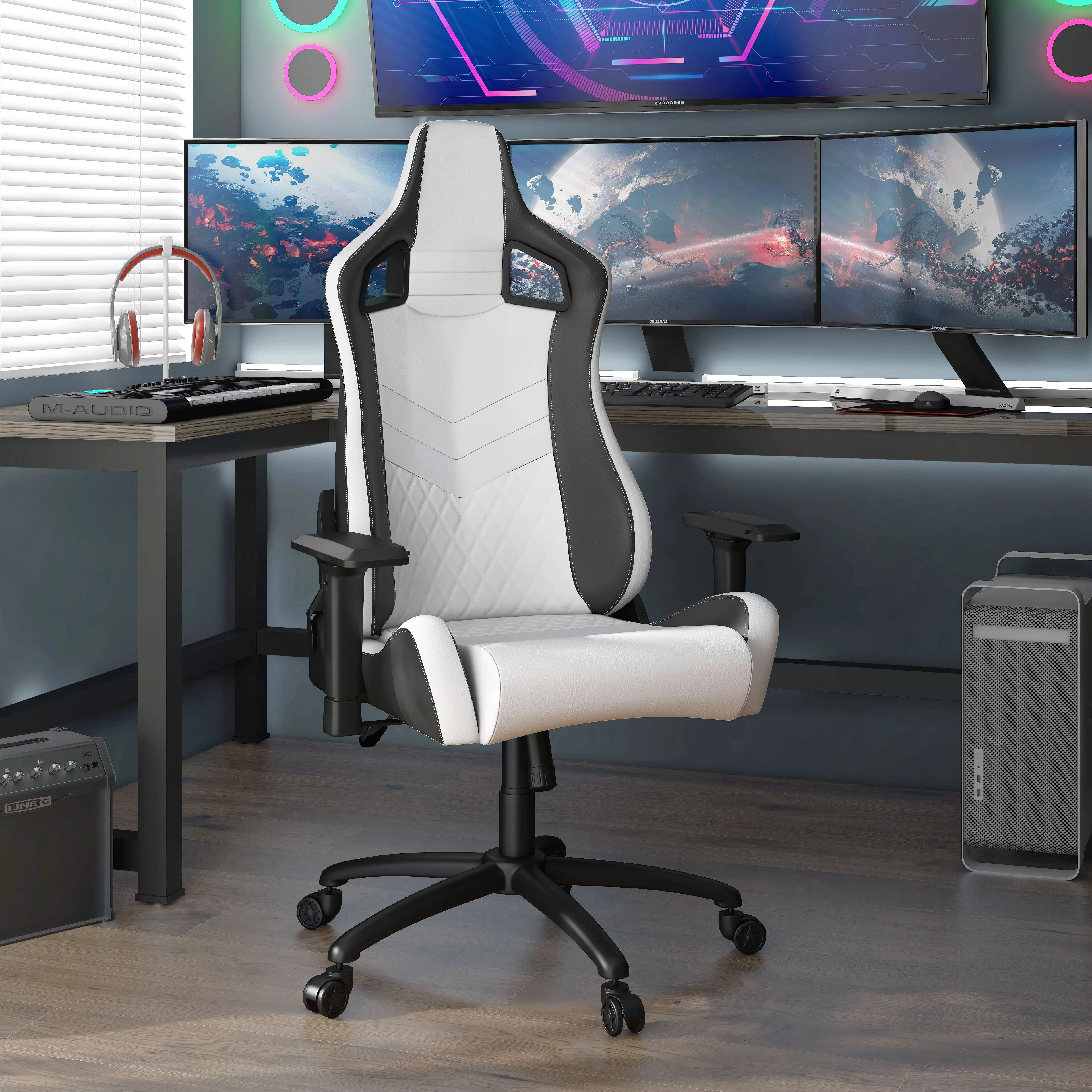 Heisson Modern White Adjustable Height Gaming Chair