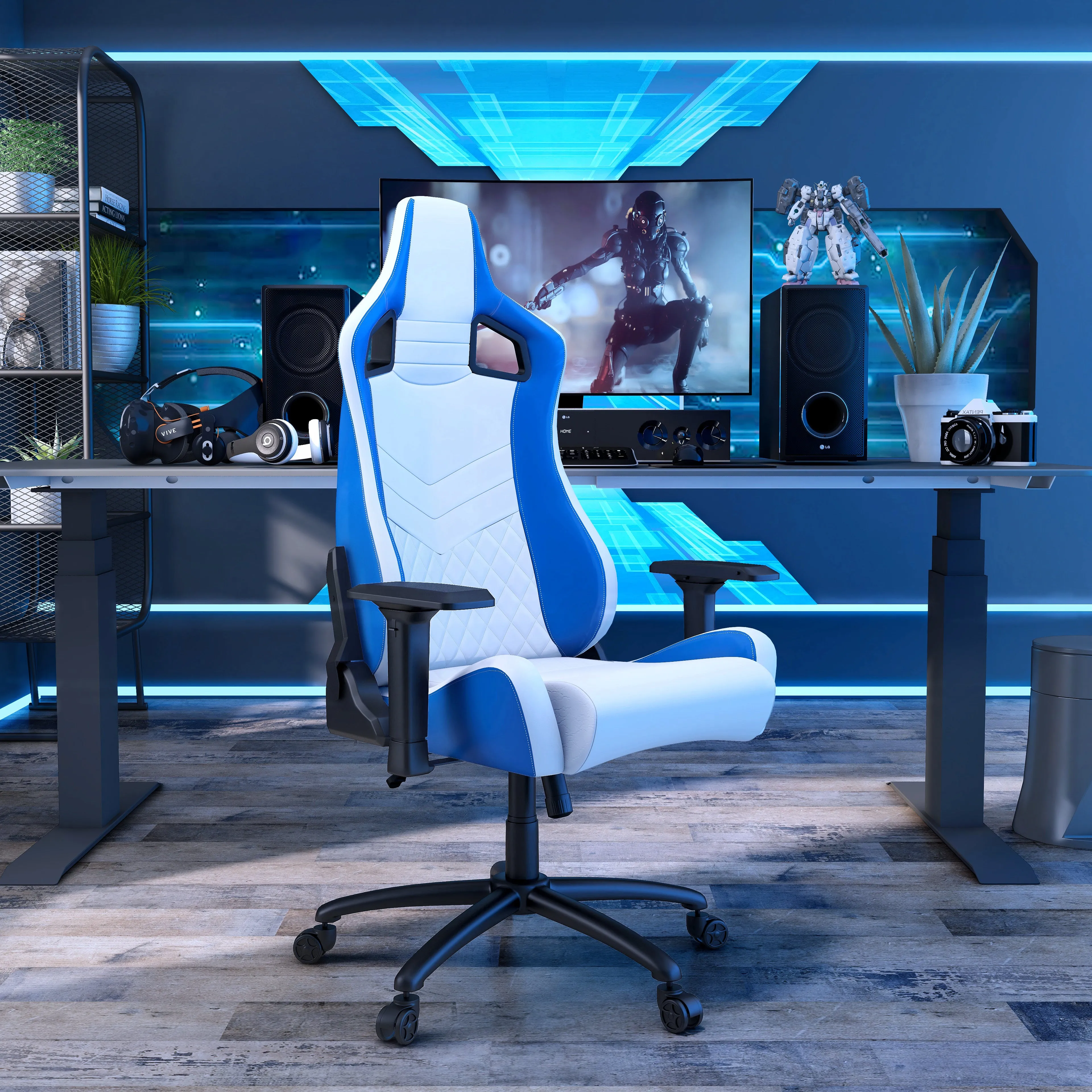 Heisson Modern White Adjustable Height Gaming Chair