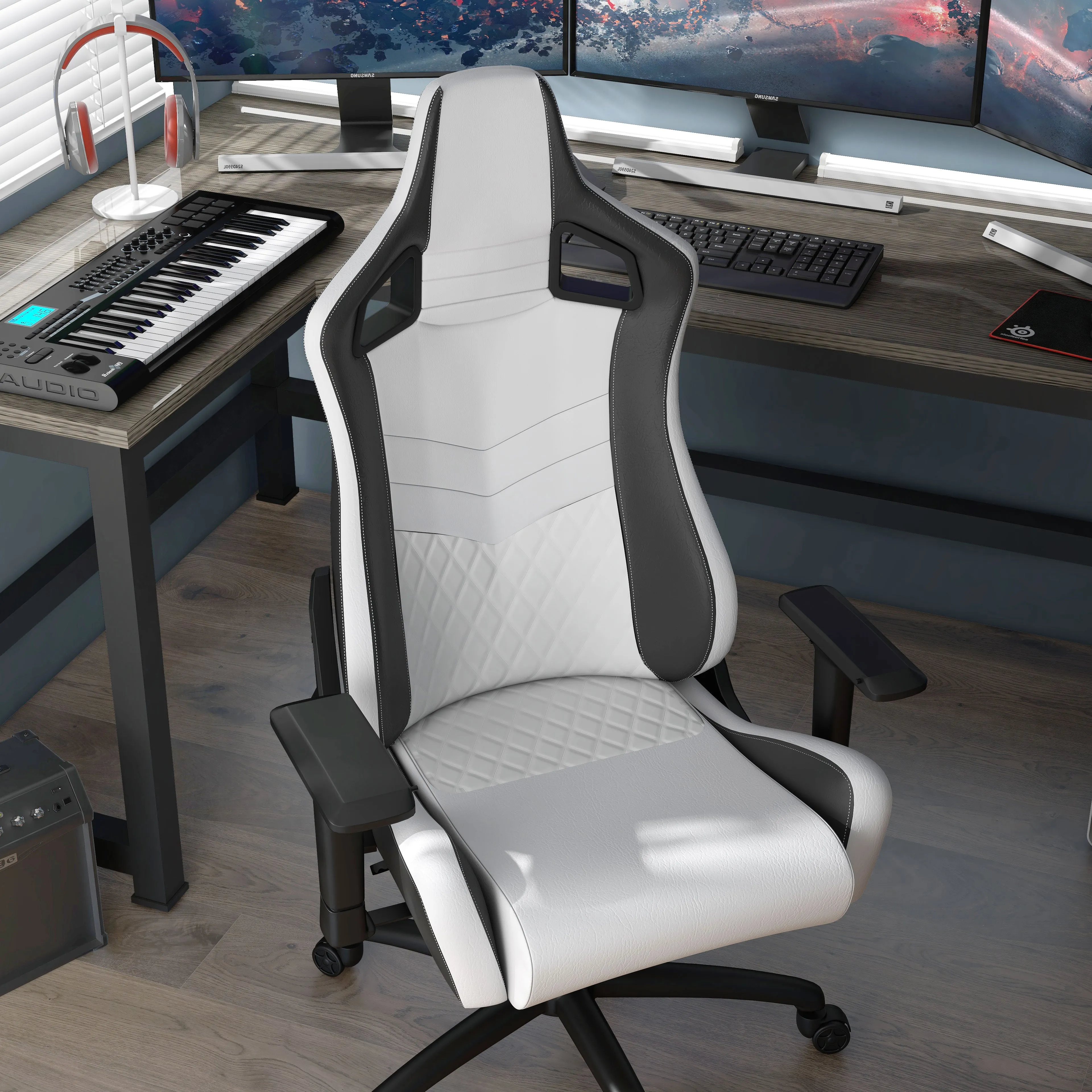 Heisson Modern White Adjustable Height Gaming Chair