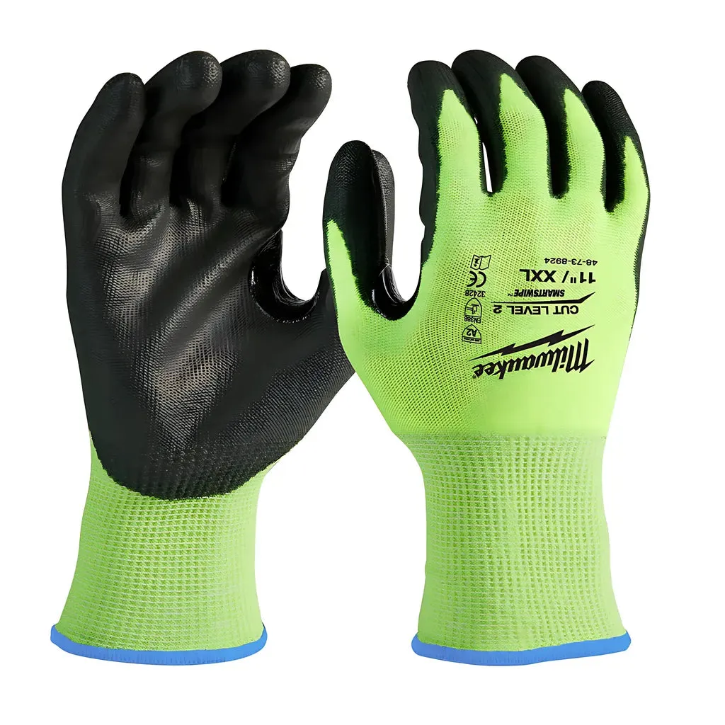 High Visibility Cut Level 2 Polyurethane Dipped Gloves - XXL