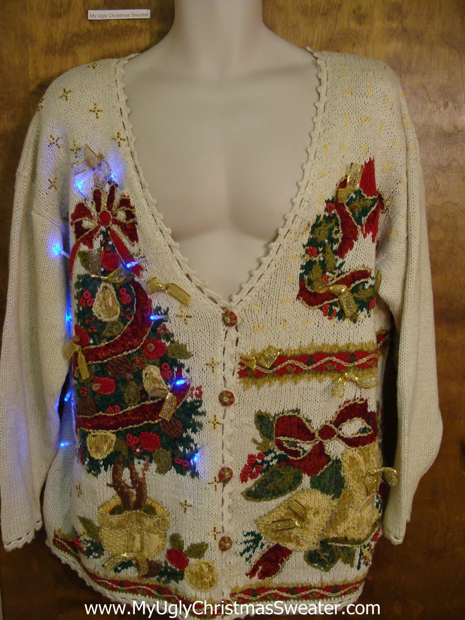 Horrible 80s Tree Light Up Ugly Xmas Sweater