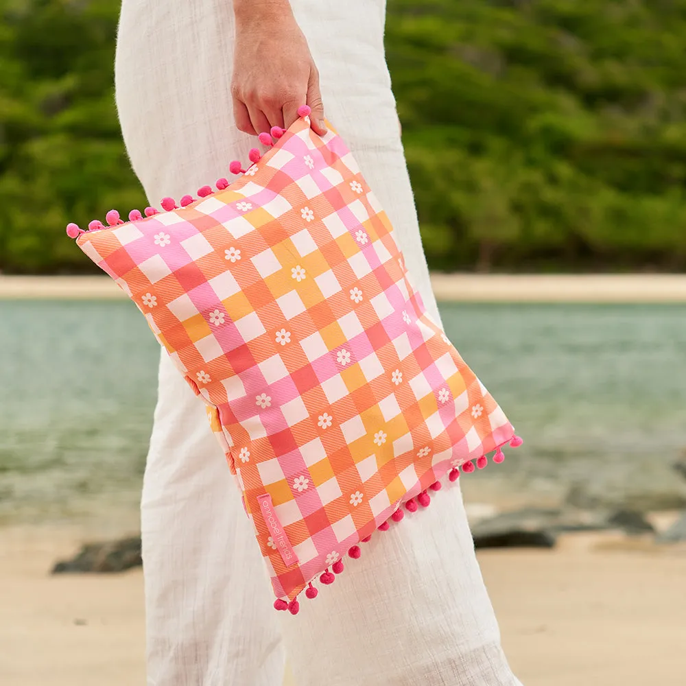 Inflatable Beach Pillow - Yellow Stripe