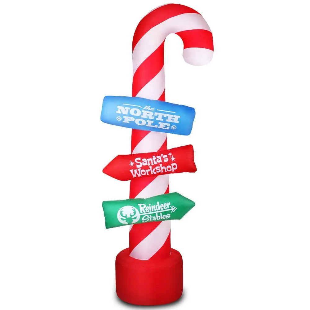 Jingle Jollys 2.4M Christmas Inflatable Santa Guide Candy Pole Xmas Decor LED