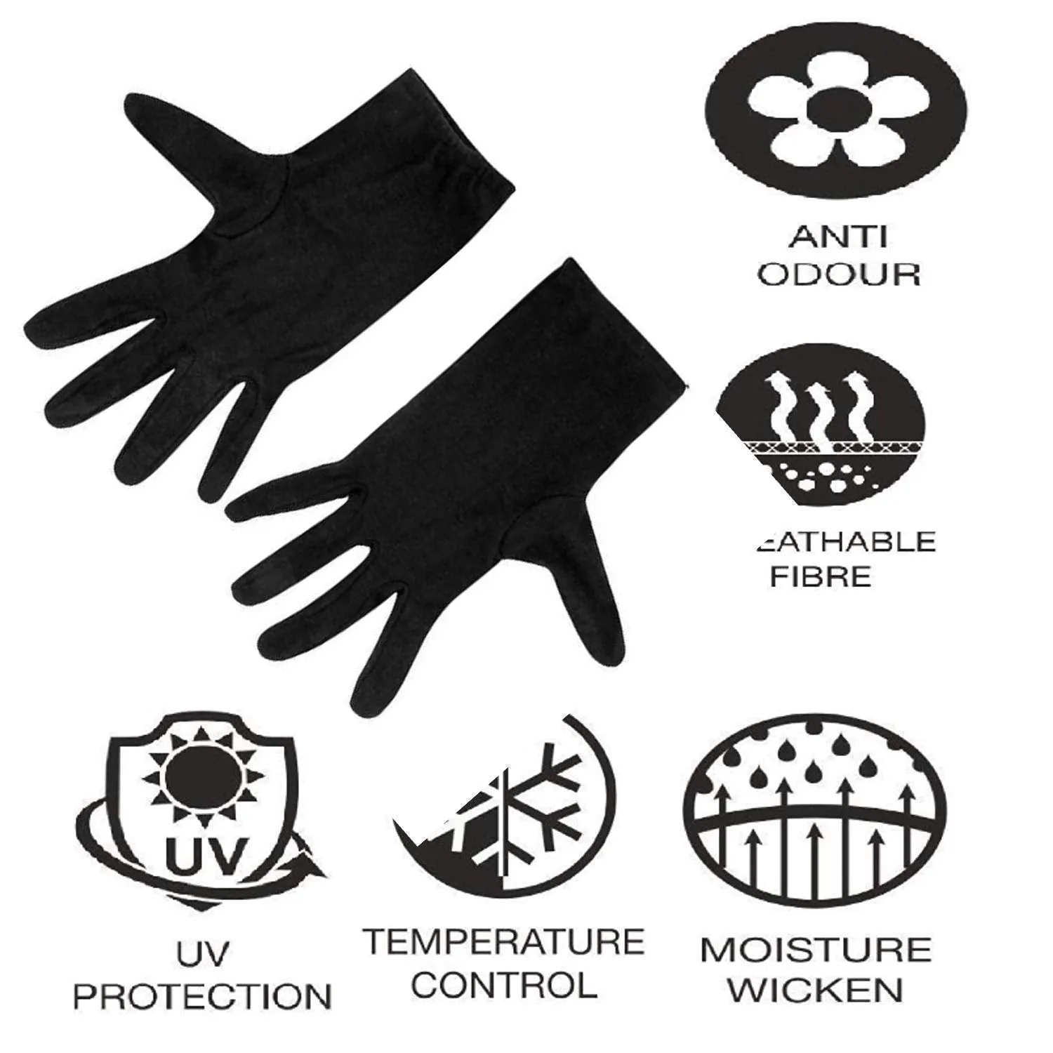 Kuber Industries Men's & Women's Cotton Hand Summer Gloves for Protection from Sun Burn/Heat/Pollution (Pack Of-1 Pairs, Black)-MASK46439