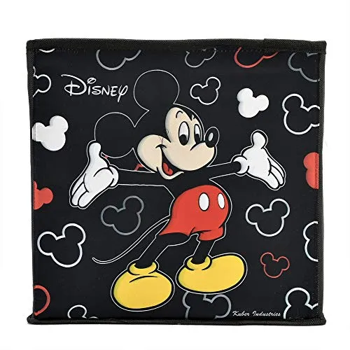 Kuber Industries Storage Box|Toy Box Storage For Kids|Foldable Storage Box|Disney Mickey Mouse Print|Large Size (Black, Non-woven)