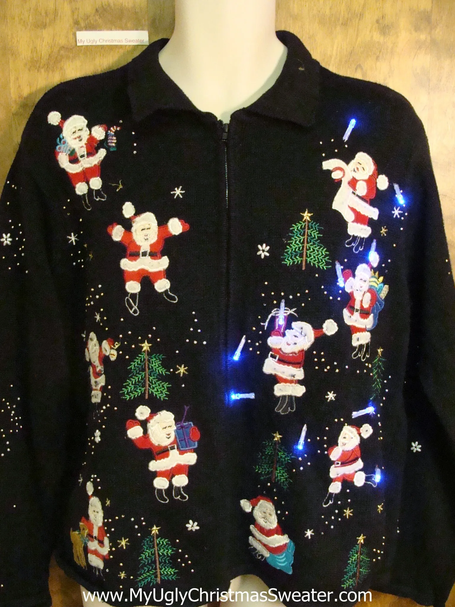 Light Up 2sided Santa and Reindeer Ugly Xmas Sweater