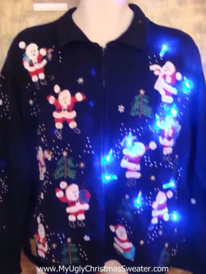 Light Up 2sided Santa and Reindeer Ugly Xmas Sweater