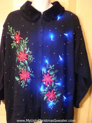 Need to Buy Christmas Sweaters? Poinsettias Light Up Sweater Wm Mens XXXL