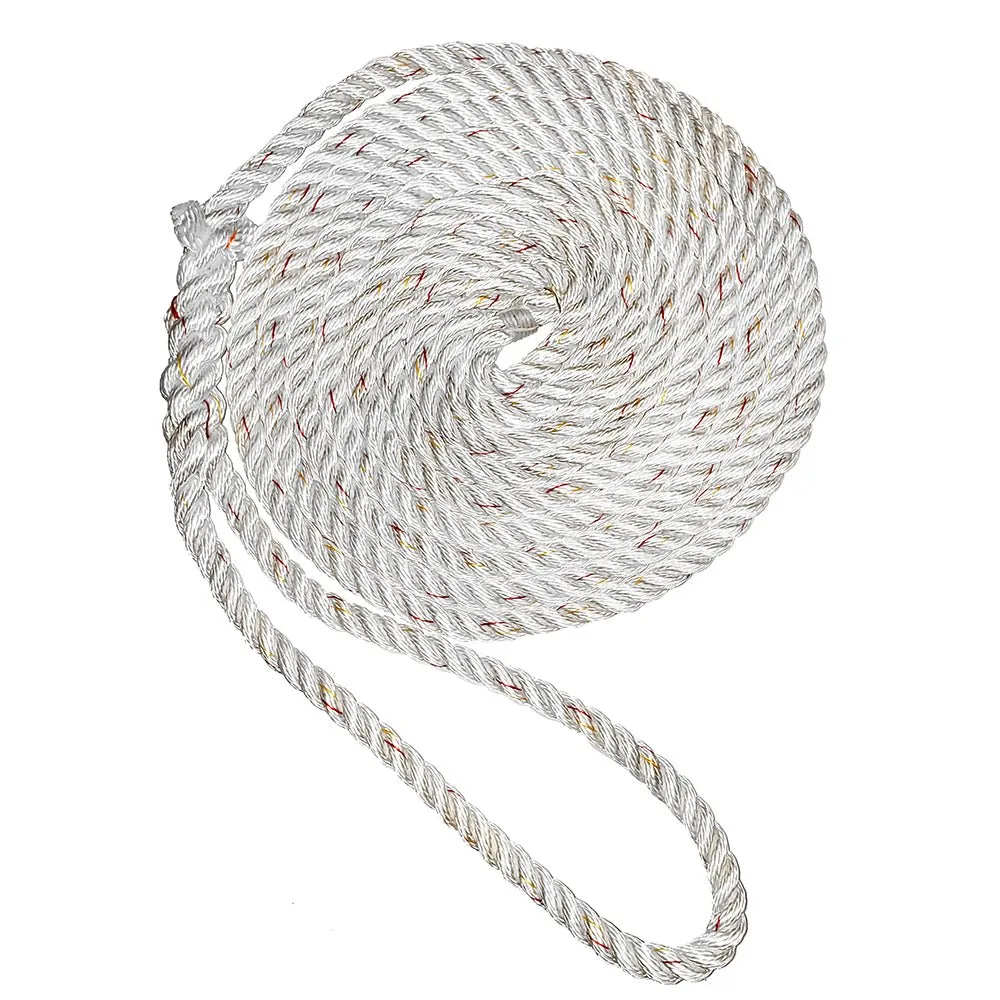 New England Ropes 1/2" Premium 3-Strand Dock Line - White w/Tracer - 15