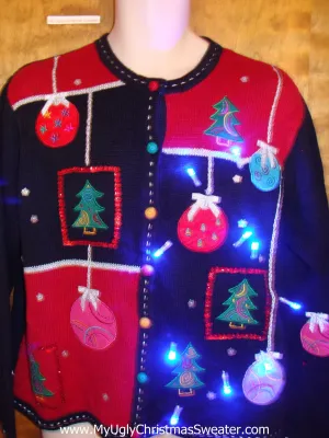 Ornate Ornaments Light Up Ugly Xmas Sweater