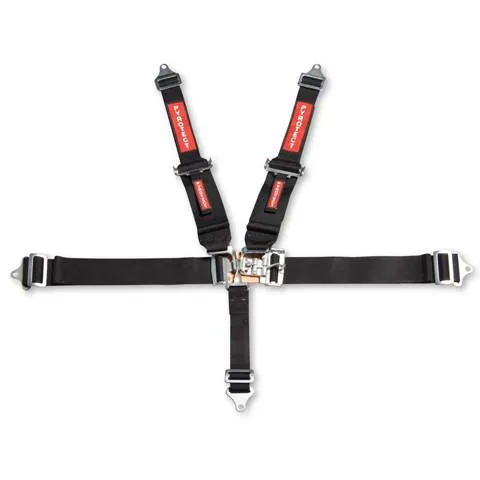 Pyrotect 6-Point Latch & Link Harness - 3" Width Lap - 2" to 3" HNR Ready Shoulder Harness - Pull Up Adjust - Red