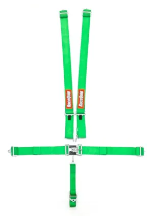 RaceQuip Latch & Link Harness - 5-Point - Pull Down Adjust - Bolt-In/Wrap Around - Green