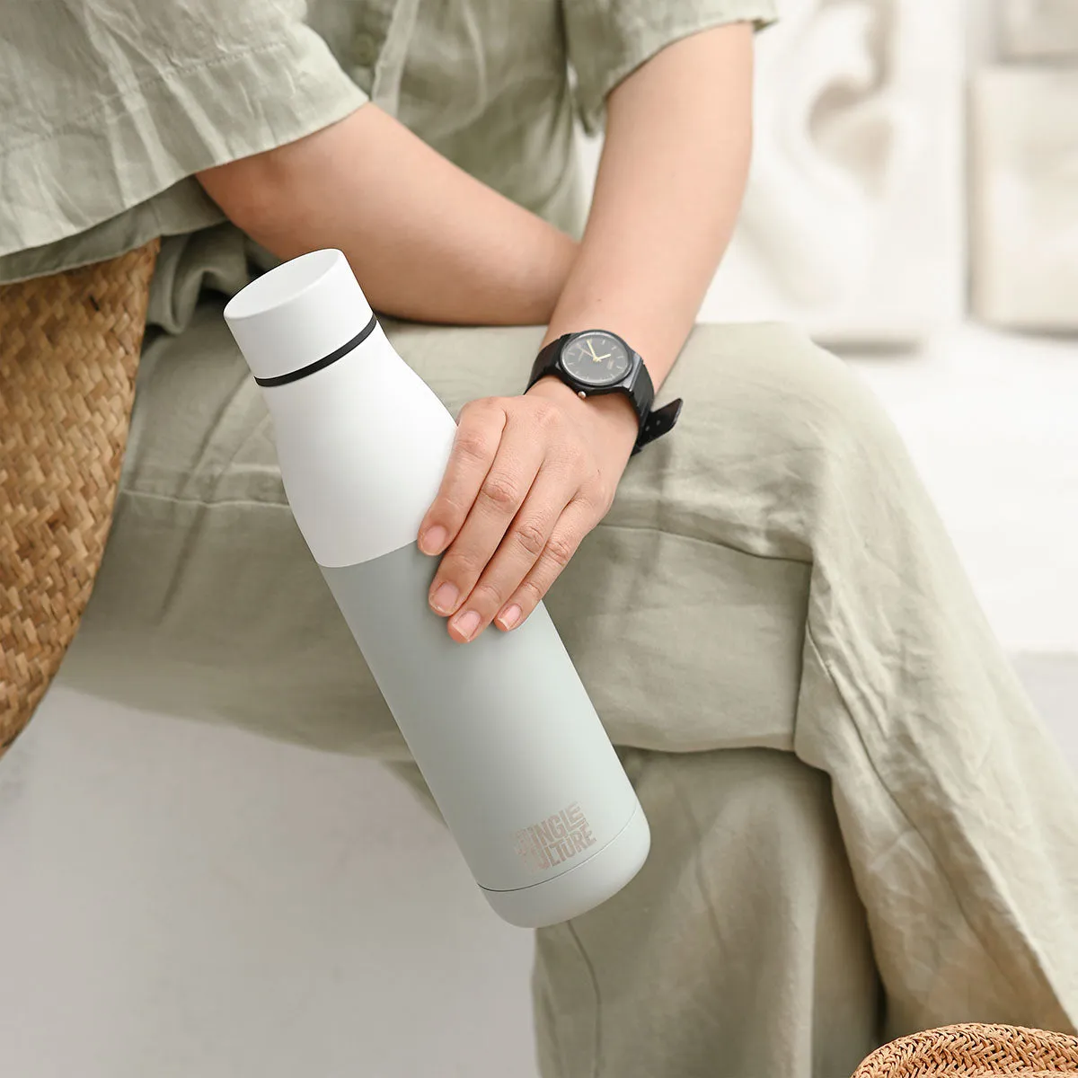 Reusable Stainless Steel Water Bottle (Matt Effect White)