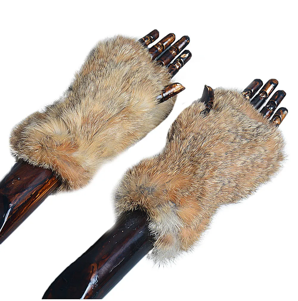 Rex rabbit hair elastic fingerless gloves winter warm real fur cute fur plush gloves ladies lengthened thick