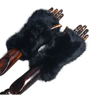 Rex rabbit hair elastic fingerless gloves winter warm real fur cute fur plush gloves ladies lengthened thick