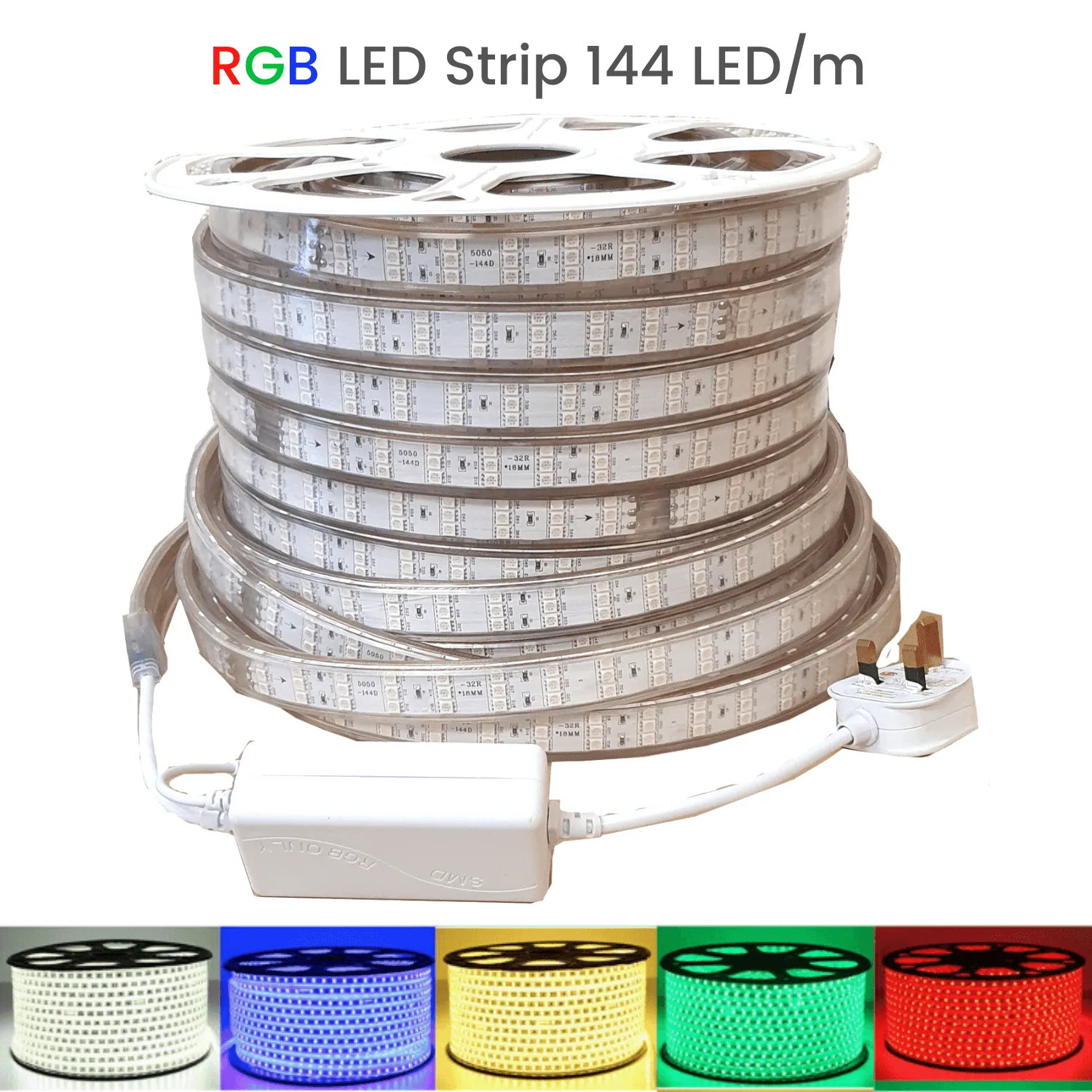 RGB LED Strip 220V 240V 144 LEDs/m IP65 Wireless Bluetooth App Control with Remote