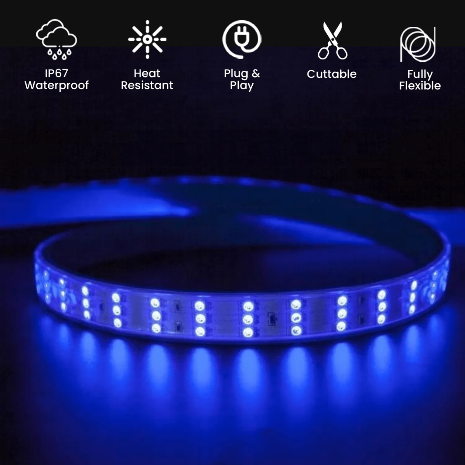 RGB LED Strip 220V 240V 144 LEDs/m IP65 Wireless Bluetooth App Control with Remote