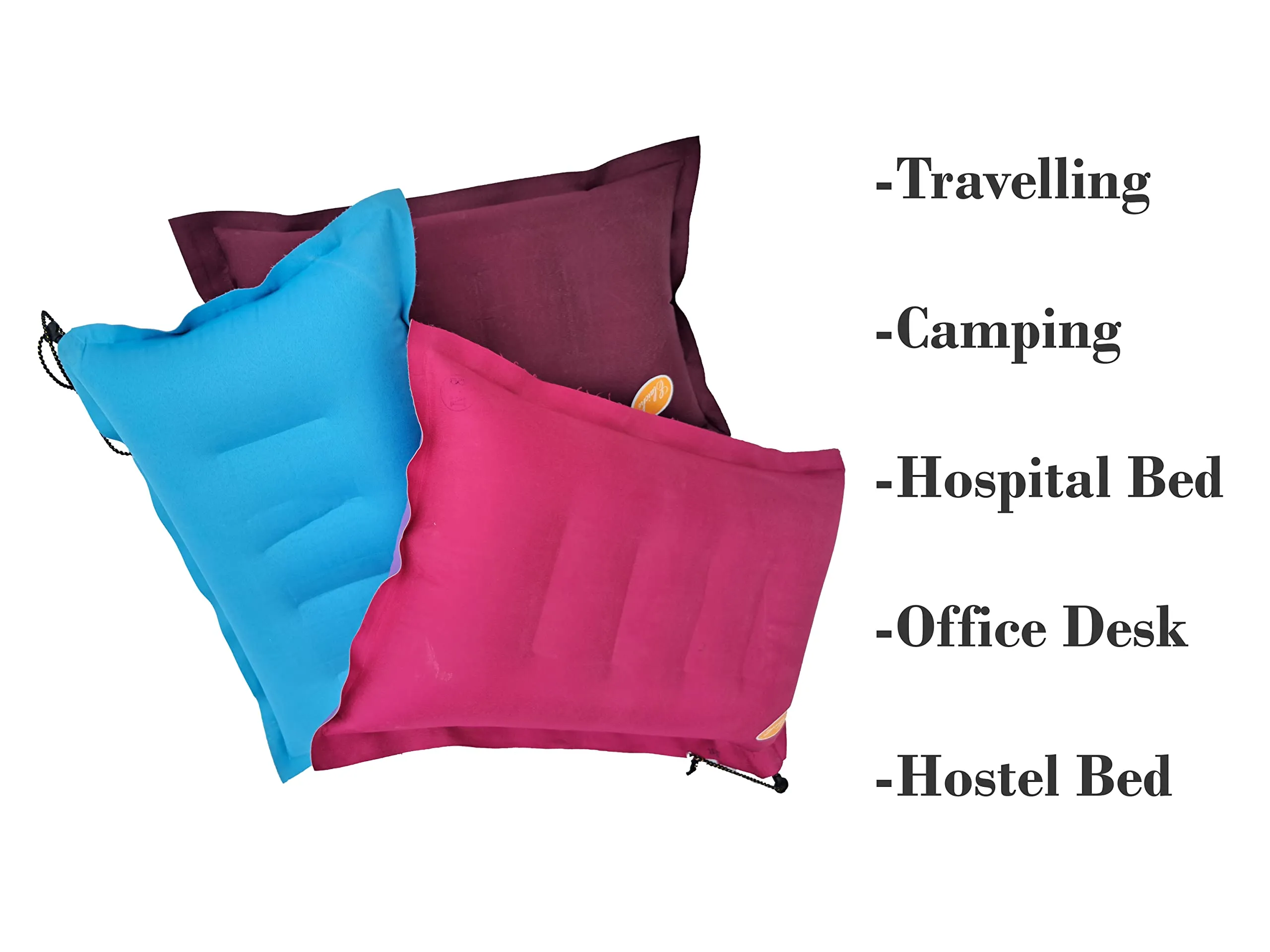 Shivam Mart Pack of 2 Cotton Fabric Travelling Pillow with Air Pump Cotton Air Pillow(Multi Color)