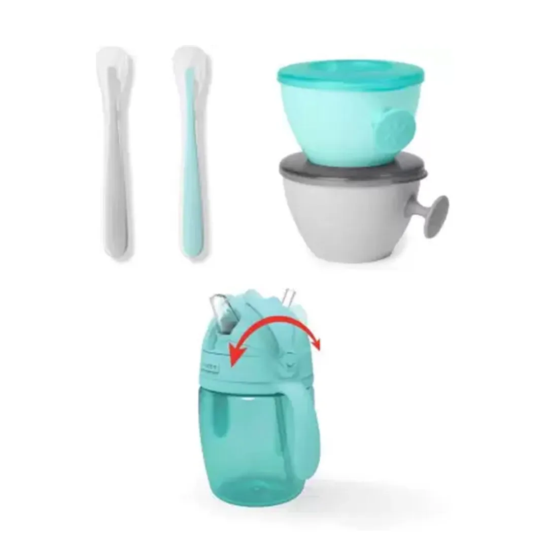 Skip Hop Teal & Grey Easy-Feed Mealtime Set 3months to 36months