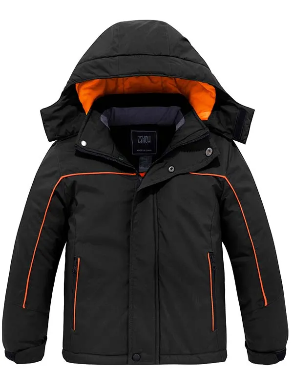 ZSHOW Boy's Waterproof Ski Jacket Fleece Winter Outdoor Snow Coat Hooded Raincoats